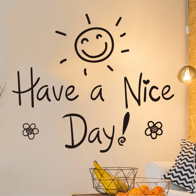 

Хорошего дня, настенная наклейка, рисунок, наклейка для гостиной, обои, наклейки, график, линейка, наклейка, домашний декор