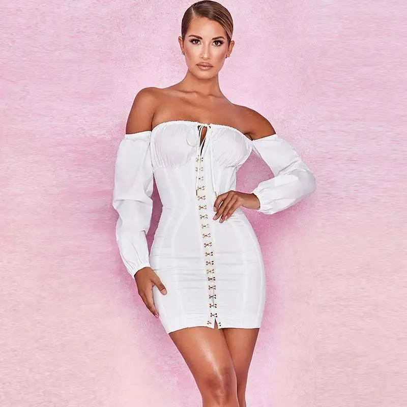 Новое модное короткое платье 2019 Лидер продаж с длинным рукавом Блузка открытыми