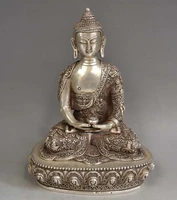8 9 elaborate chinese tibetan silver buddha shakyamuni bowl statue