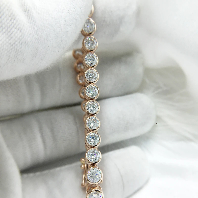 Женский браслет с бриллиантами AEAW Lovely 11ctw однотонный из белого золота 14Kt DF Moissanite