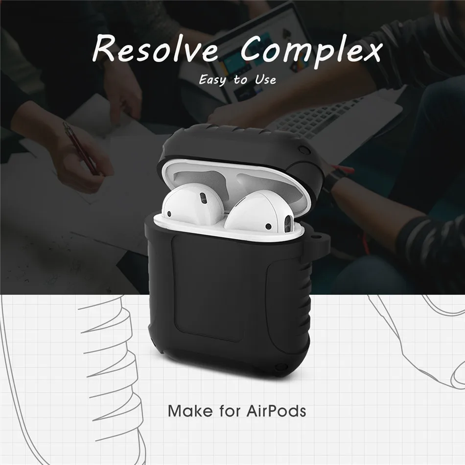Прочный бронированный чехол для наушников для Apple AirPods, мягкий силиконовый чехол из ТПУ, полный защитный противоударный чехол-держатель для Airpods
