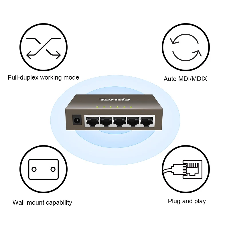 Tenda TEG1005D 5 портов 1000 M Gigabit Ethernet Switch 10/100/1000 Mpbs сетевые коммутаторы концентратор LAN