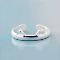 hot popular fashion animal silver plated jewelry not allergic cute cat ear slim face opening element rings r020