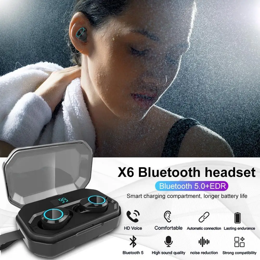 X6 Pro TWS беспроводные наушники 4000 мАч внешний аккумулятор Bluetooth 5 0 с сенсорным