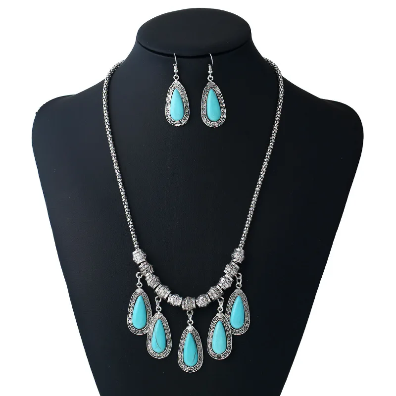 Duohan Модные украшения ретро капли Jwelry Цепочки и ожерелья Серьги комплект 2017 |