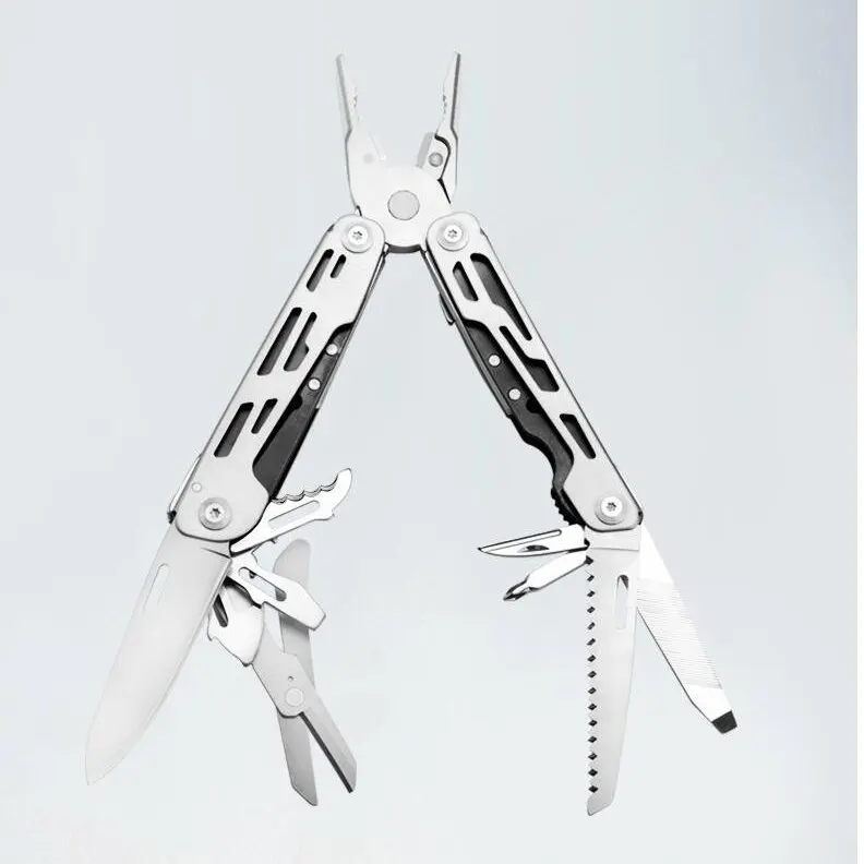 Multi tool combination Camping Tools set Folding knife Pliers,Scissors Screwdriver bits Fishing Blade Multi functional Pliers - Цвет: Белый