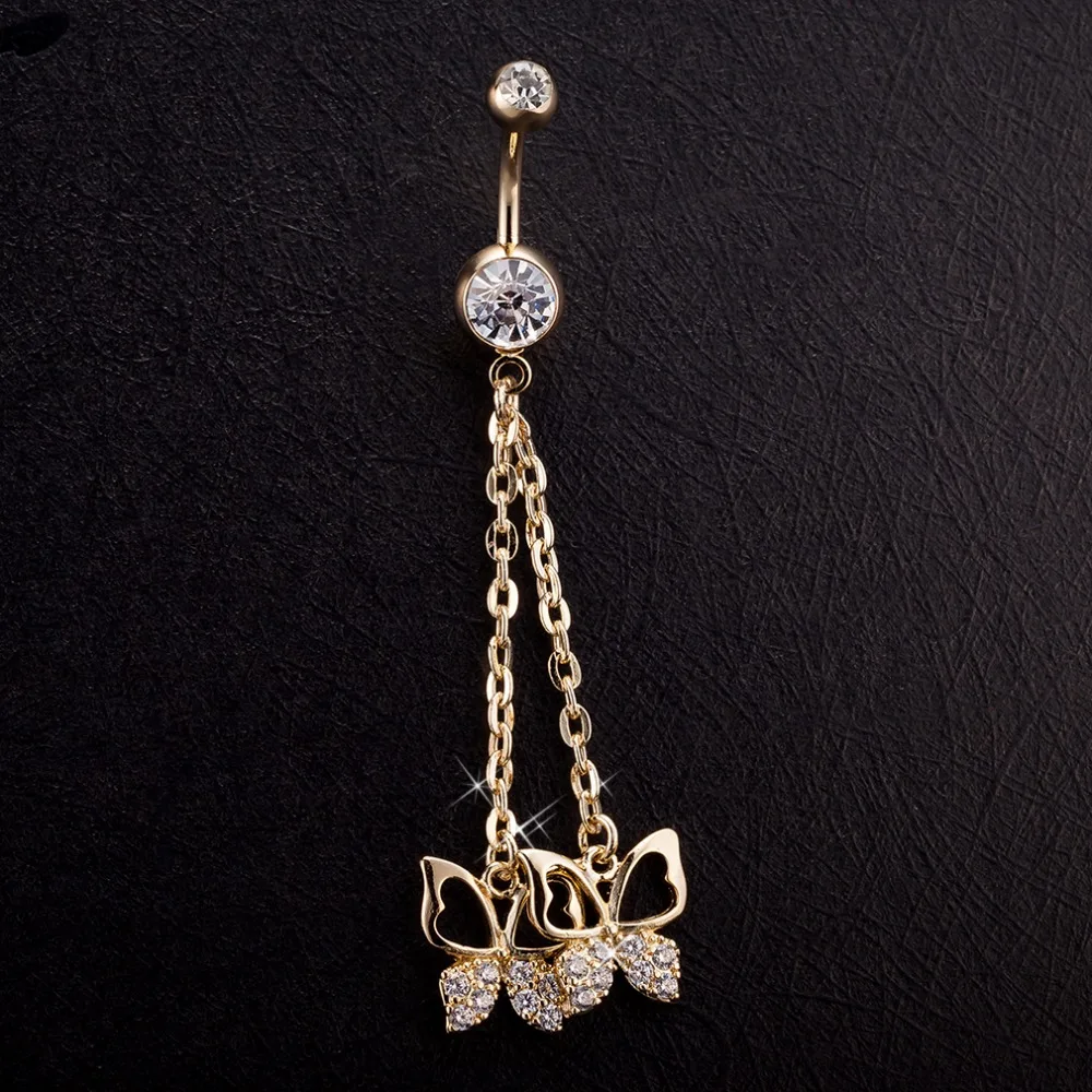 New Fashion Woman's Butterfly Belly Button Rings Bar Surgical Piercing Sexy Body Jewelry for Women Navel P0118 | Украшения и