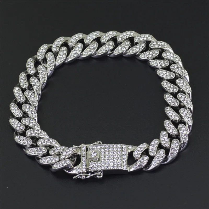 

Tready хип-хоп, полностью горный хрусталь, Iced Out Bling, кубинская цепочка, браслет для мужчин и женщин, ювелирные изделия, Прямая поставка
