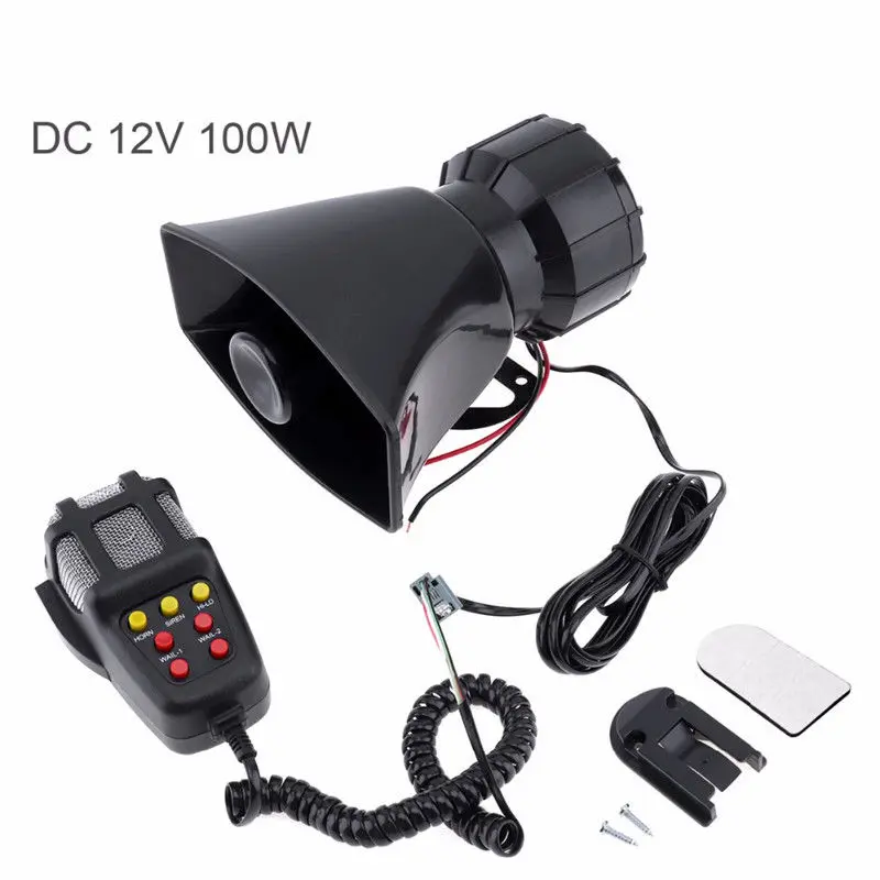 12V 100W тон звук аварийного автомобиля сирена Автомобильная сирена Рог Mic PA Динамик Системы аварийный усилитель гудок - Цвет: 7 tone alarm message