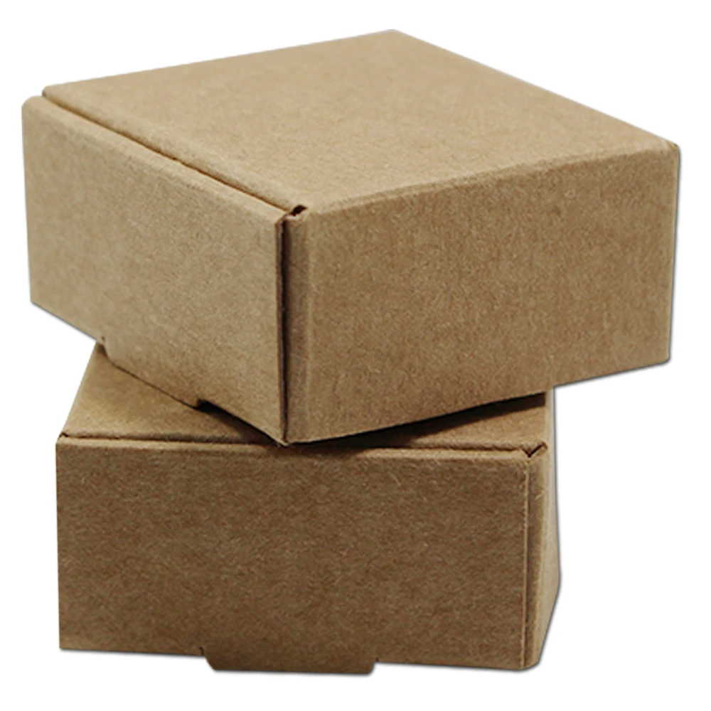 

5.5*5.5*2.5cm Brown Kraft Paper Box Gift Packaging Retail Package For Jewelry Pearl Wedding Favor Candy Handmade Soap Packing