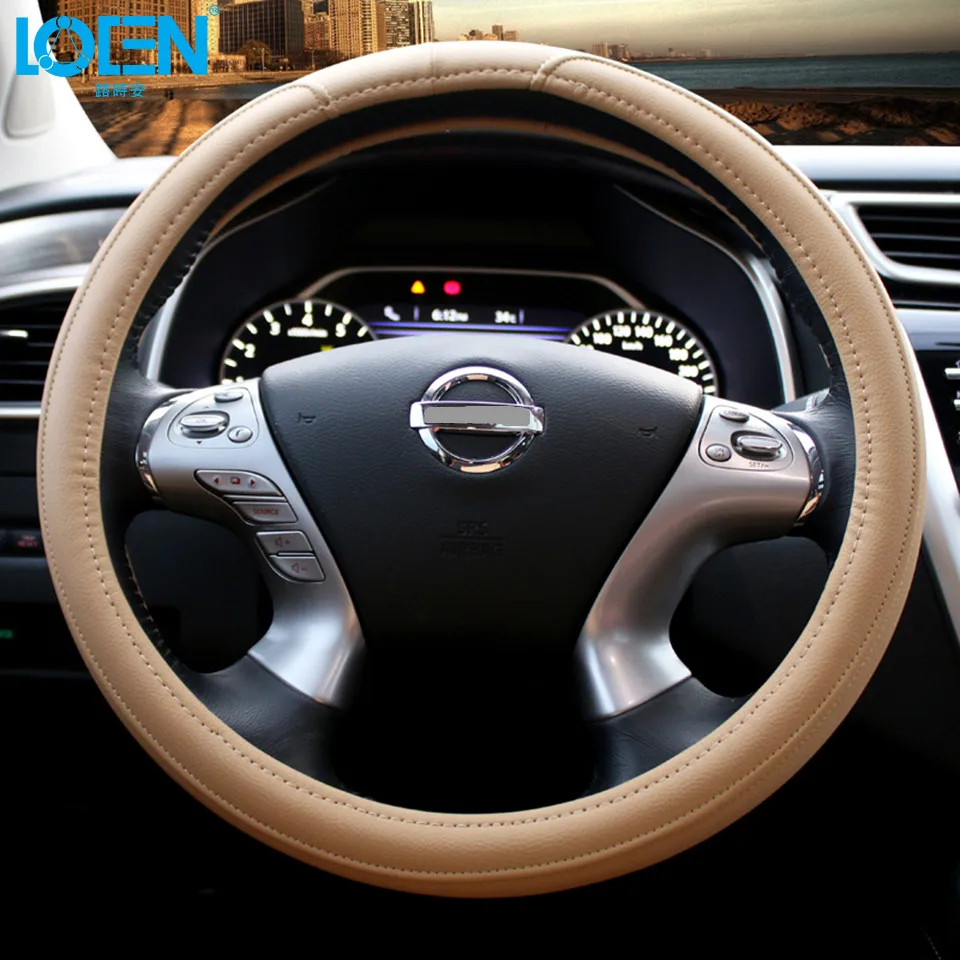

LOEN Steering-wheel Cover Leather Steering Wheel Car Styling for Audi chevrolet toyota hyundai Nissan Mitsubishi kia BMW