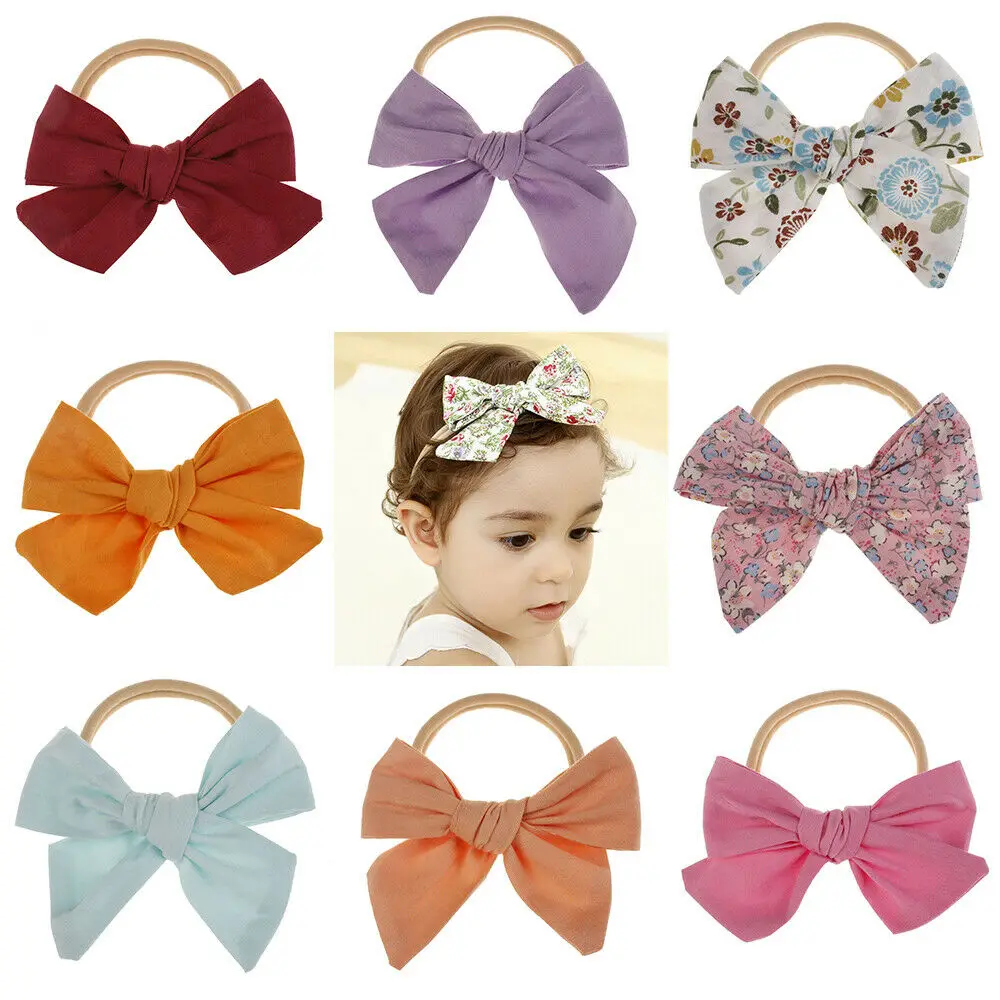 Несколько стилей девочка цветок бант резинка для волос тюрбан повязки с узелком