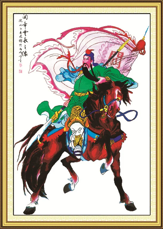 Картина для домашнего декора Guan Gong horse рассчитана на холст DMC 11CT 14CT китайские