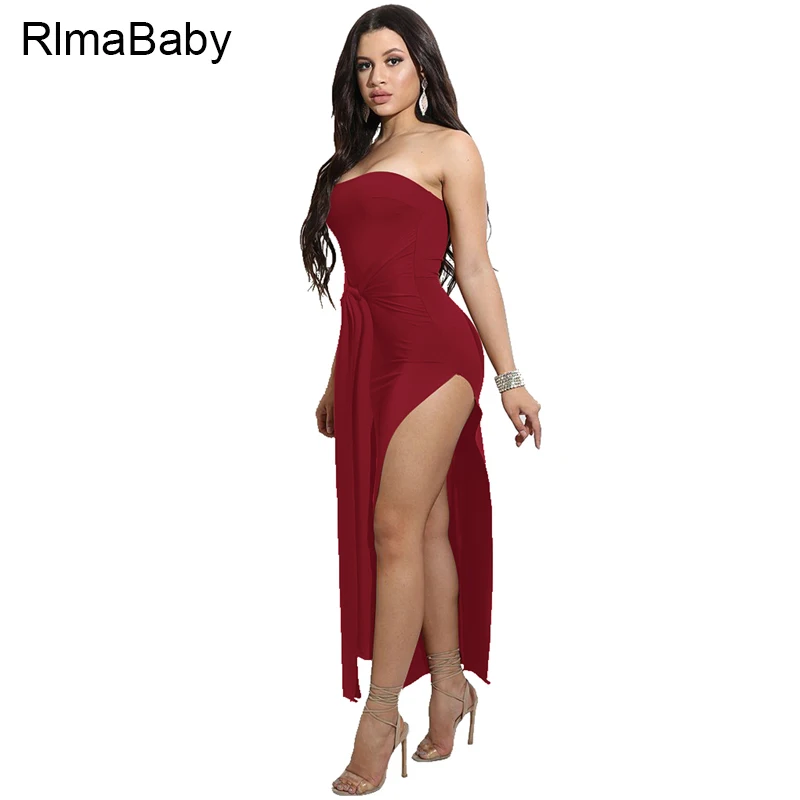 RlmaBaby пикантные Клубные вечерние макси с открытыми плечами летнее платье на шнуровке Разделение спинки Bodycon