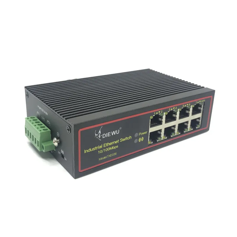5 в-58 в 8 портов 10/100 м DIN-рейка неуправляемые промышленные коммутаторы Ethernet сетевой