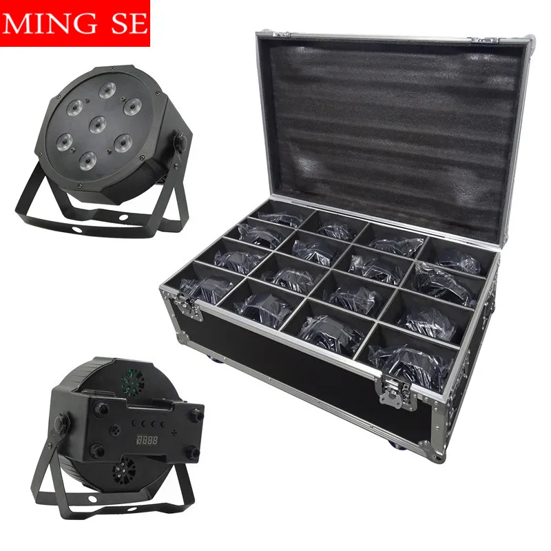 melhor 16 Unidades/lotes 7x12w Luzes Led Par Rgbw 4in1 Par Liso Led Dmx512 Luzes De Discoteca Profissional Palco Dj Equipamento Com Caso Do Vôo