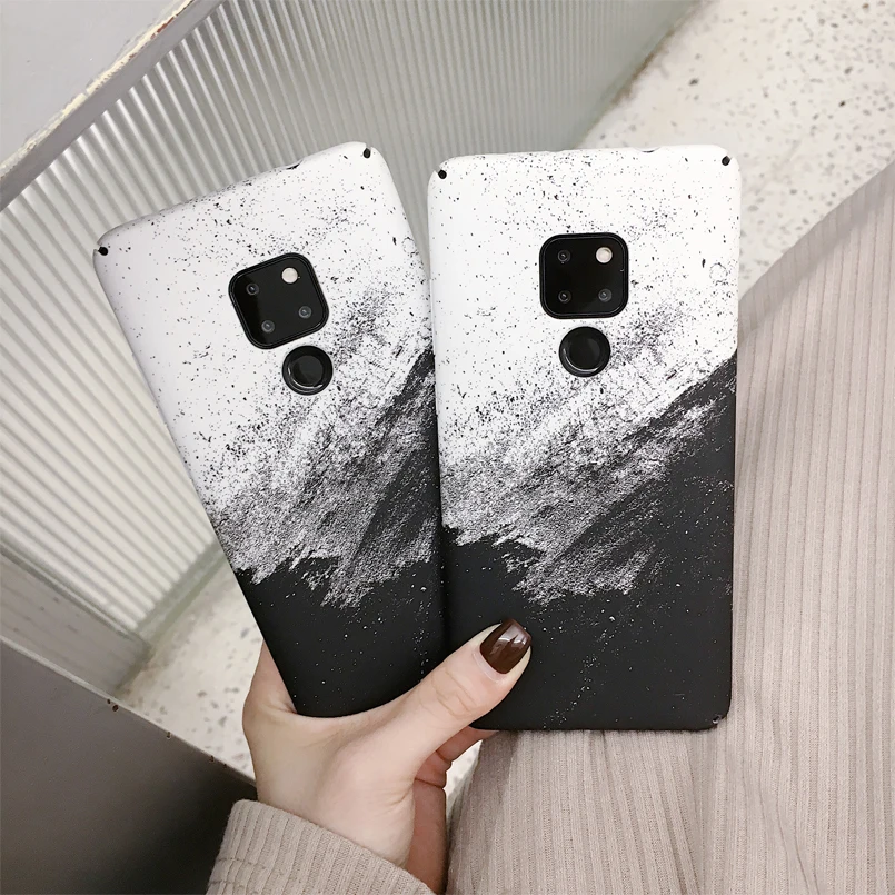 Fashion Hard Case For Huawei P20 P30 Pro Mate 20 Sand painting matte White Black PC Honor 8X 10 Back Cover Fundas |