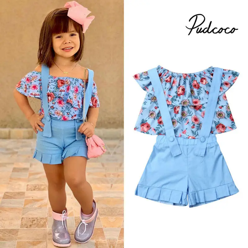 Pudcoco/2021 Детские костюмы для девочек Одежда малышей Enfant Fille Infantis Летняя блузка с