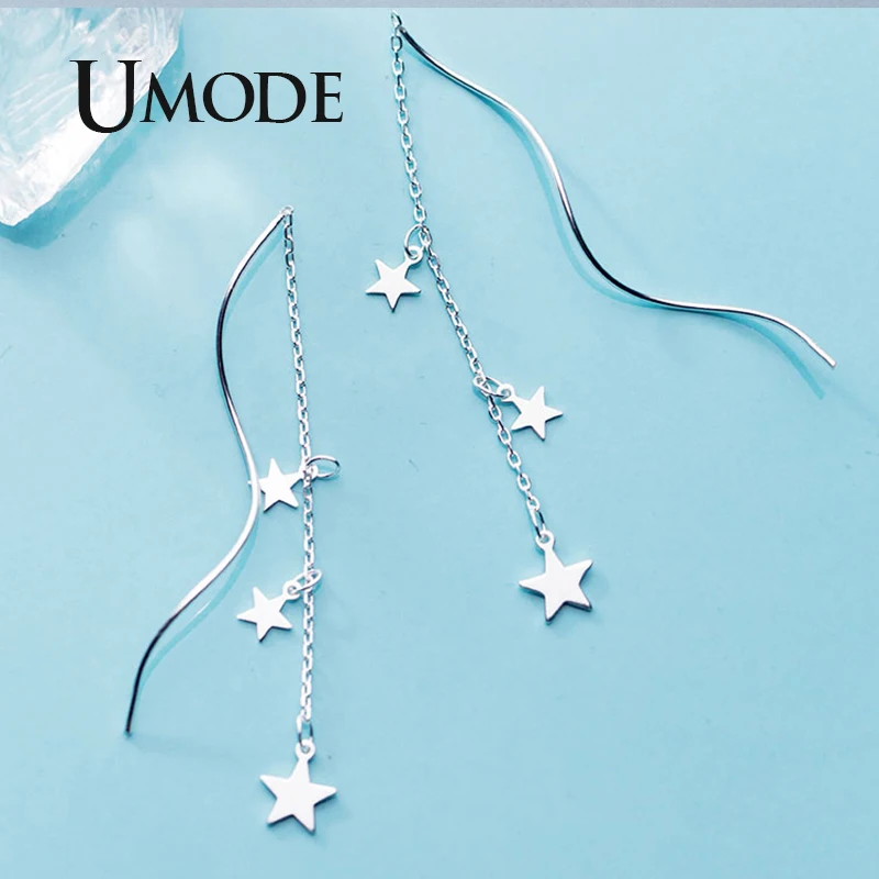 UMODE, настоящая звезда, серьги, Стерлинговое Серебро, 925, свадебные Висячие серьги для женщин, S925, простое, хорошее ювелирное изделие, роскошный бренд, ULE0562
