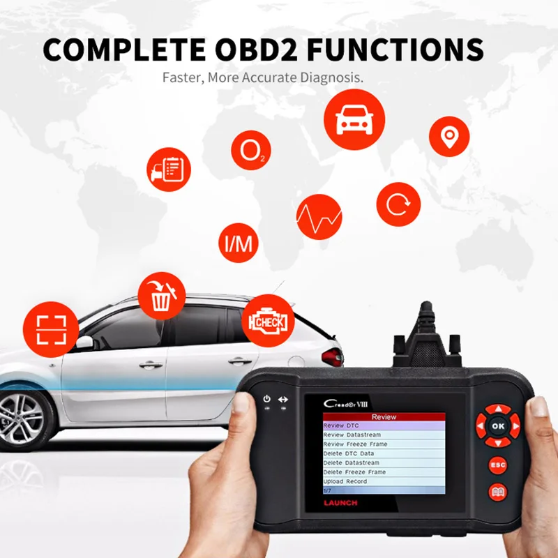 LAUNCH X431 Creader VII+ OBD2 автомобильный сканер для чтения кодов, автоматический диагностический инструмент для передачи двигателя, ABS Airbag Creader VII Plus