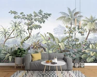 custom wallpaper tropical rainforest black and white banana tree coconut tree wallpaper oil painting background 3d wallpaper