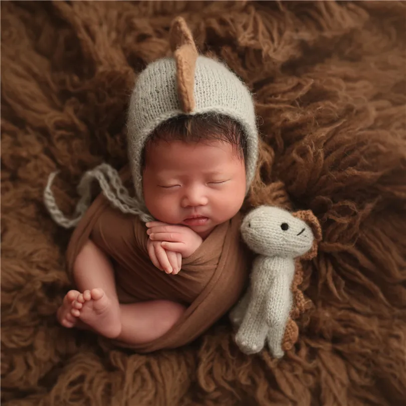 Teddy Bunny Toy Bonnet Set Photography Props Fuzzy Newborn Stuffed Animal Doll Wool Felted Photo | Детская одежда и обувь