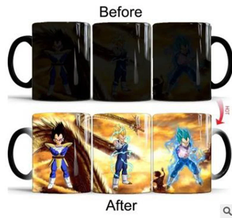 6 1 шт. DRAGON BALL Z кружка Аниме Фигурка Гоку фигурка Вегета меняющая цвет кружка Тепло раскрывает волшебный фарфор кофейная чашка для мальчика подарок - Цвет: 6