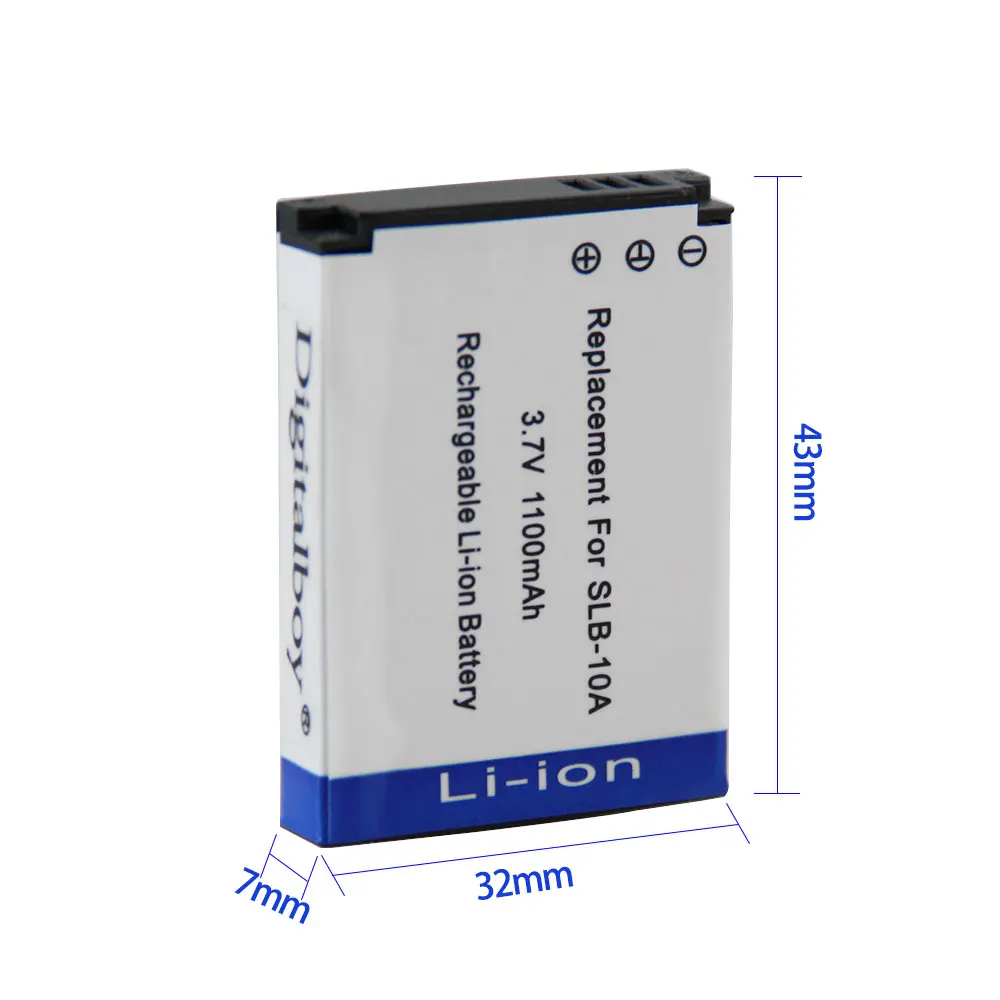 Digitalboy 3 шт. SLB-10A SLB 10A SLB10A 3.7 В 1100 мАч Батареи для камеры Samsung hmx-u10 hmx-u100 SL720 sl310w sl820 hz15w z1