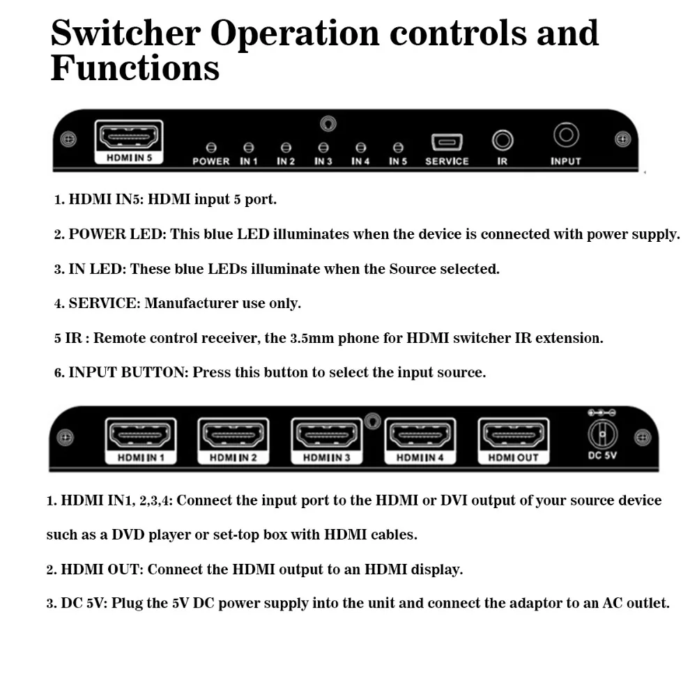 Voxlink UHD 1080 P 5x1 Переключатель HDMI 5 Порты и разъёмы hdmi2.0 Switcher конвертер коробки с
