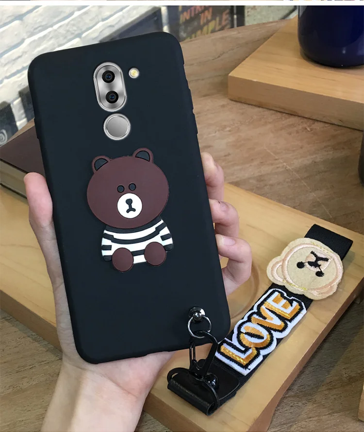 ALIVO For Huawei honor 6X case full protection Cartoon 3d cute bear silicon Fitted Case with hand rope for huawei gr5 2017 cover |
