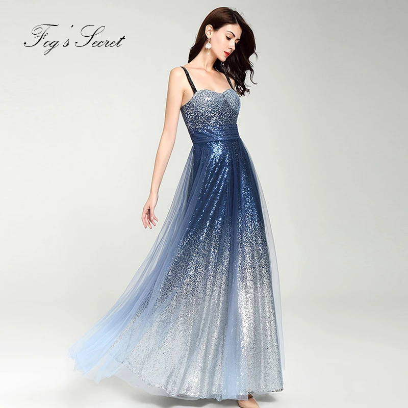 Вечерние платья для женщин vestido Blue Star платье двойной слои градиент ремень
