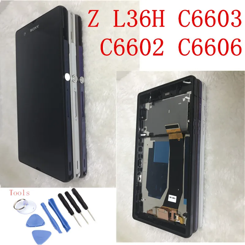 100% тестирование 5 &quotдля SONY Xperia Z ЖК дисплей Сенсорный экран с рамкой для L36H C6603 C6602