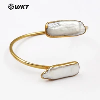 wt b405 wholesale design double pearl bracelet for women jewelry gift with 24k gold electroplated adjustable bracelets