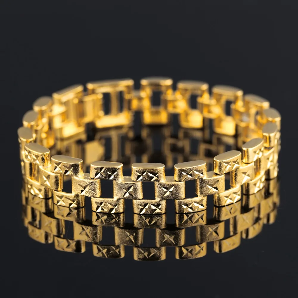 2017 Горячая распродажа мужской браслет золото-цвет модный из нержавеющей стали и