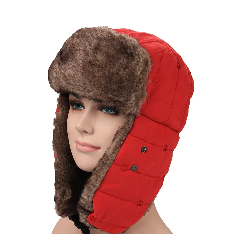Открытый для женщин Pom Bomber шапки зимние мужчин утолщаются бархат ушанки маски век