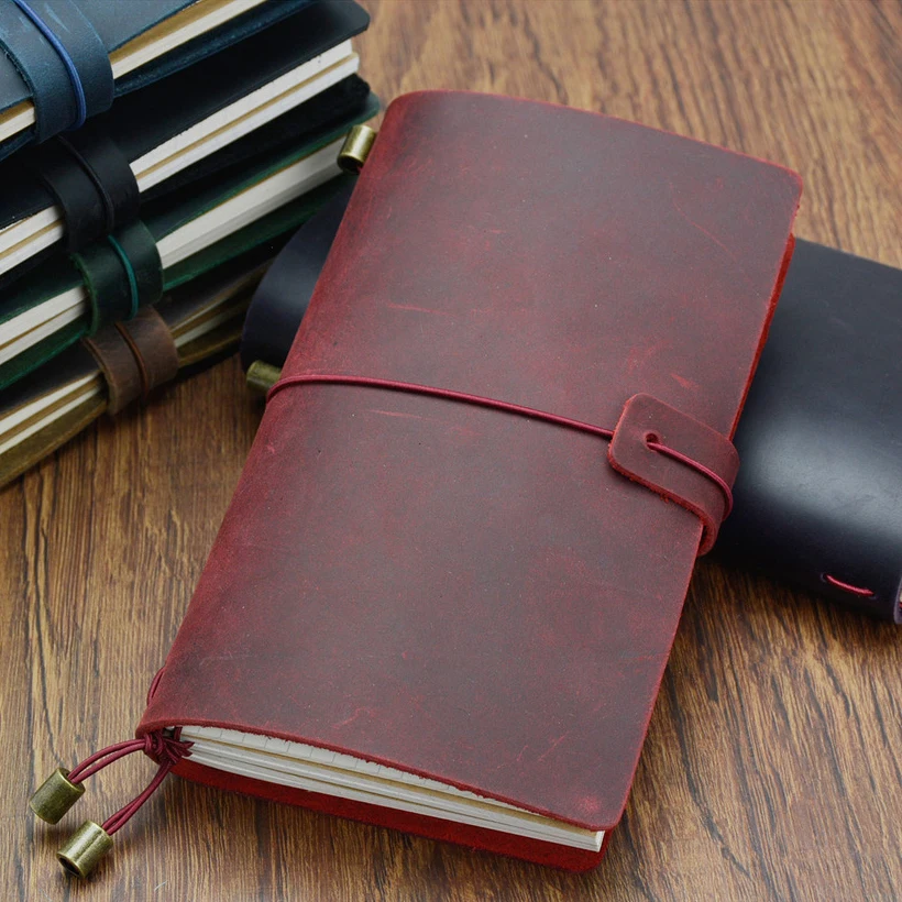 Handmade Genuine Leather Notebook Vintage Traveler's Journal Cowhide Diary Looes Leaf Now BUY 1 Book Get Accessories