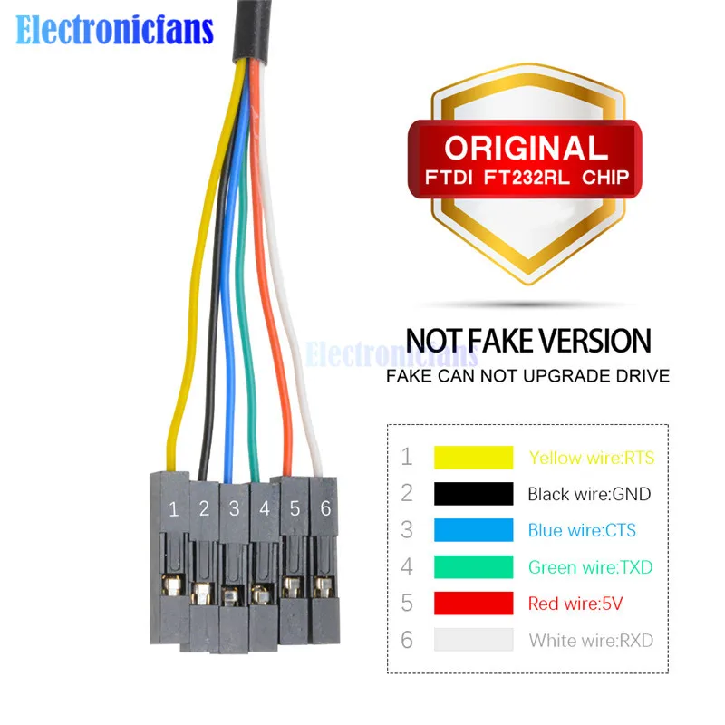 Оригинальный 6 контактный FTDI FT232RL FT232 USB для TTL RS232 модуль адаптера