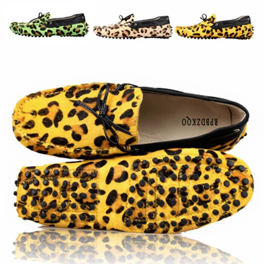 Leopard Yellow Лодка Мягкая подошва Мужская повседневная слипоны обувь воздухопроницаемый черный зеленый комфорт люди мокасины лето вождение - Цвет: Leopard Yellow
