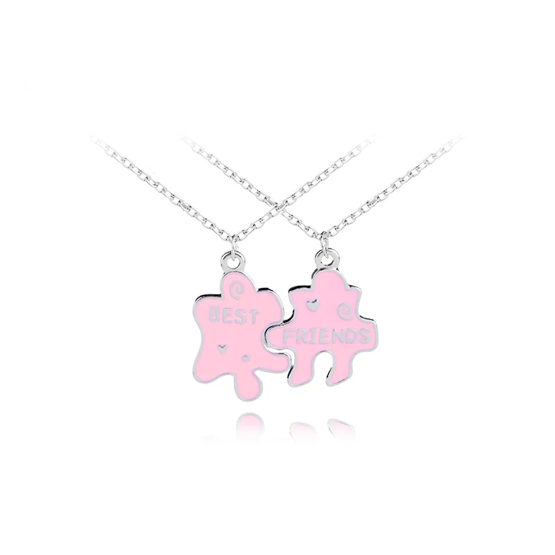 2199pink Карамельный цвет ожерелье BFF для 2 3 4 лучшие друзья сердце сломанные ожерелья обувь цветок радуга звезда Луна корона ожерелье подарок крылья - Окраска металла: 2199pink