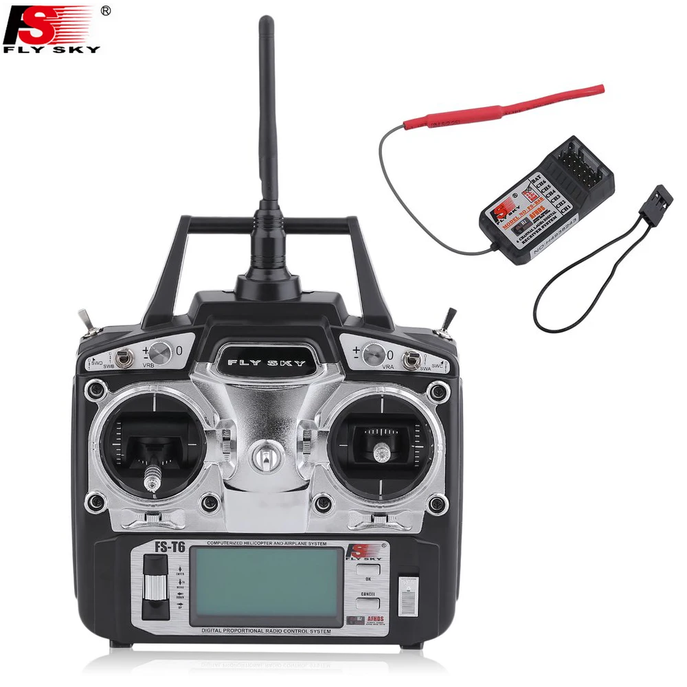 Flysky FS-T6 FS T6 6ch 2,4g w/передатчик с ЖК-экраном+ FS R6B приемник Радиоуправляемый квадрокоптер вертолет с светодиодный экран