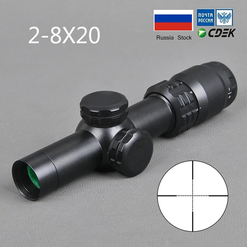 2-8x20 прицел Mil точка Сетка прицел снайперской винтовки охотничьи прицелы тактический прицел страйкбол пневматические пистолеты