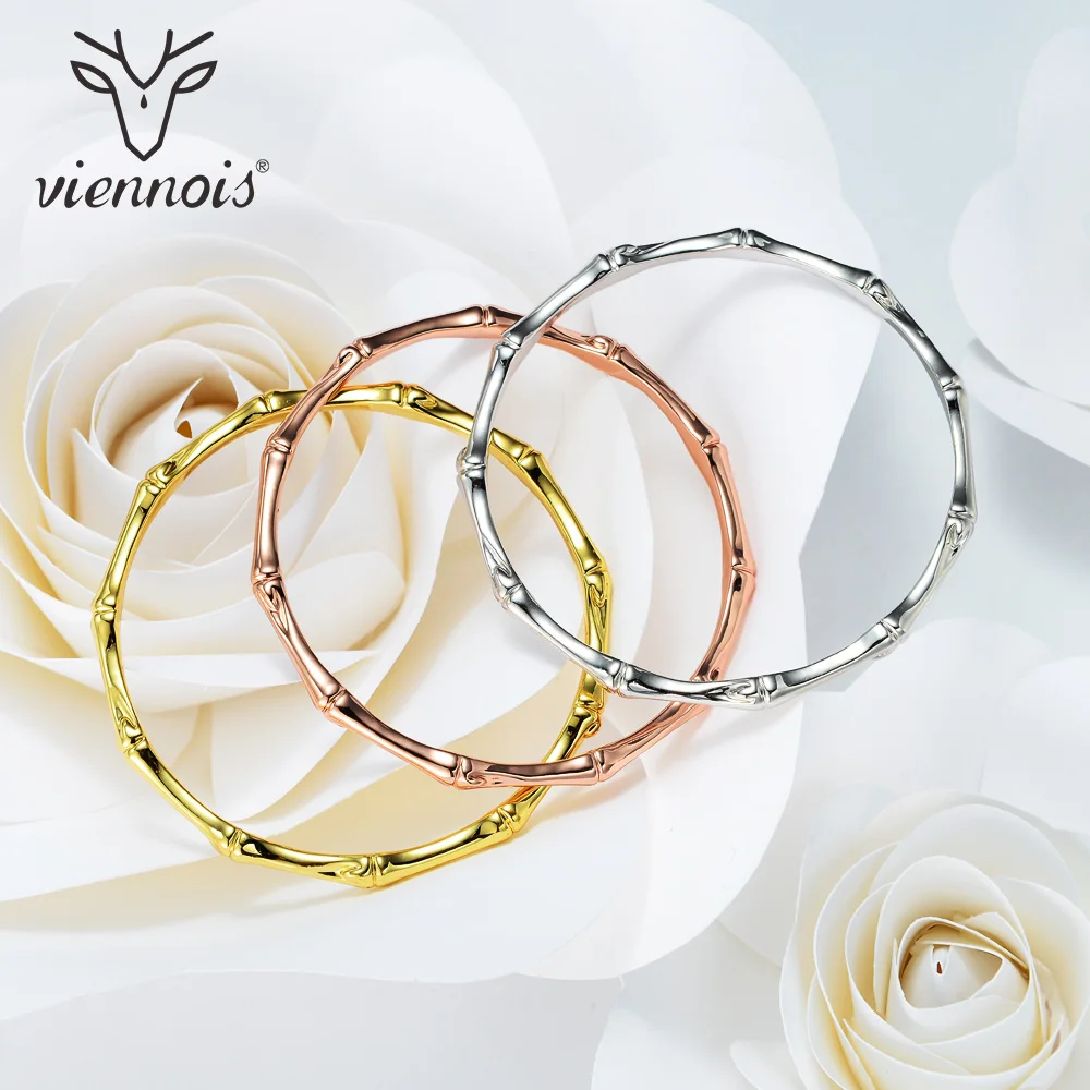 Viennois Rose Gold/Gold/Silver Color women Bracelet &amp Bangles Minimalist Skinny Female Bamboo Shape Jewelry | Украшения и