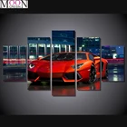 Триптих сделай сам, алмазная живопись, вышивка крестиком, Красный спортивный автомобиль, 5 шт., Алмазная мозаика сделай сам, алмазная вышивка ручной работы