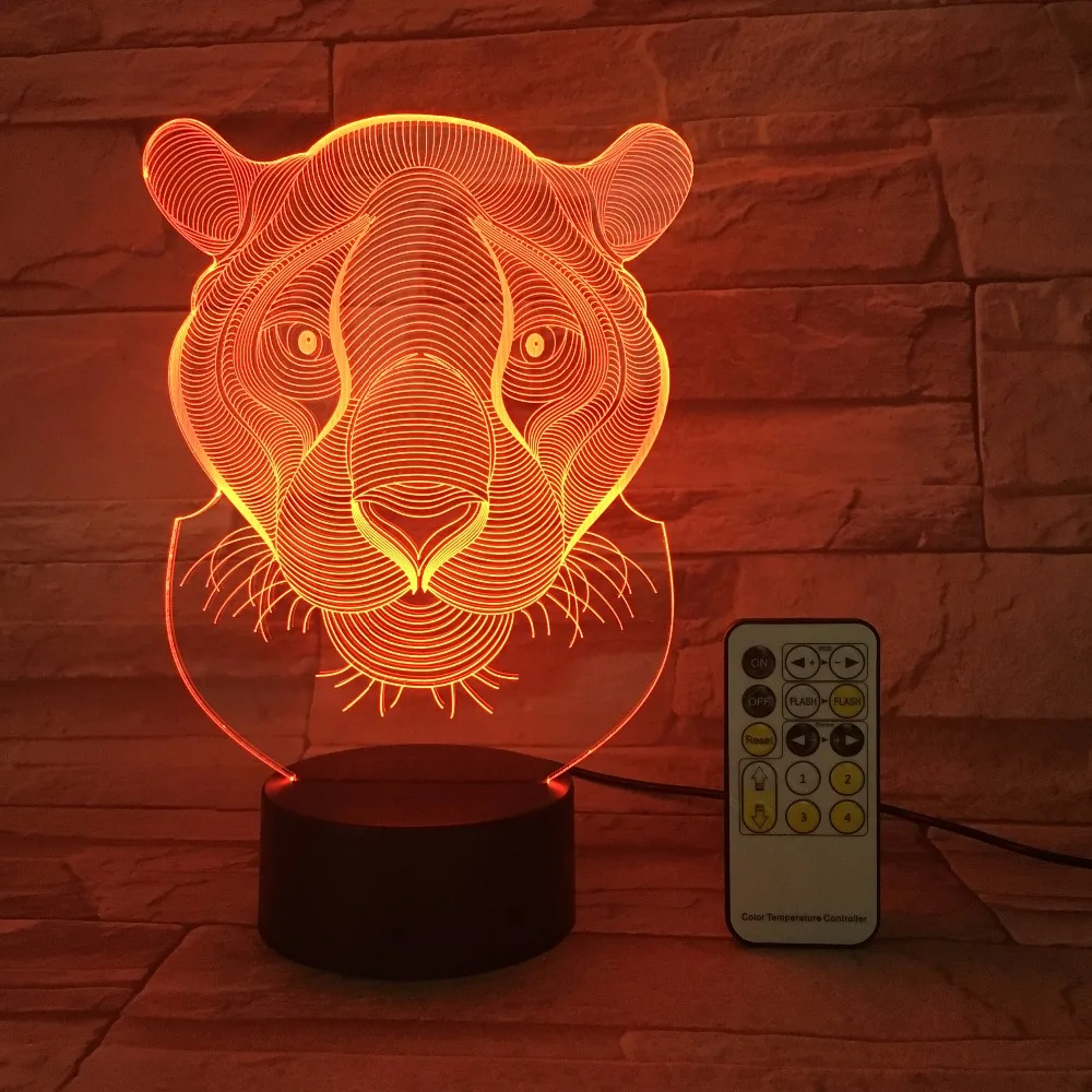 RC Remote Or Touch Control 3D Lion House Decor USB Lamp Kids Toy Gift Bedside Luminarias 7 Colors Flash Change LED Night Light | Освещение