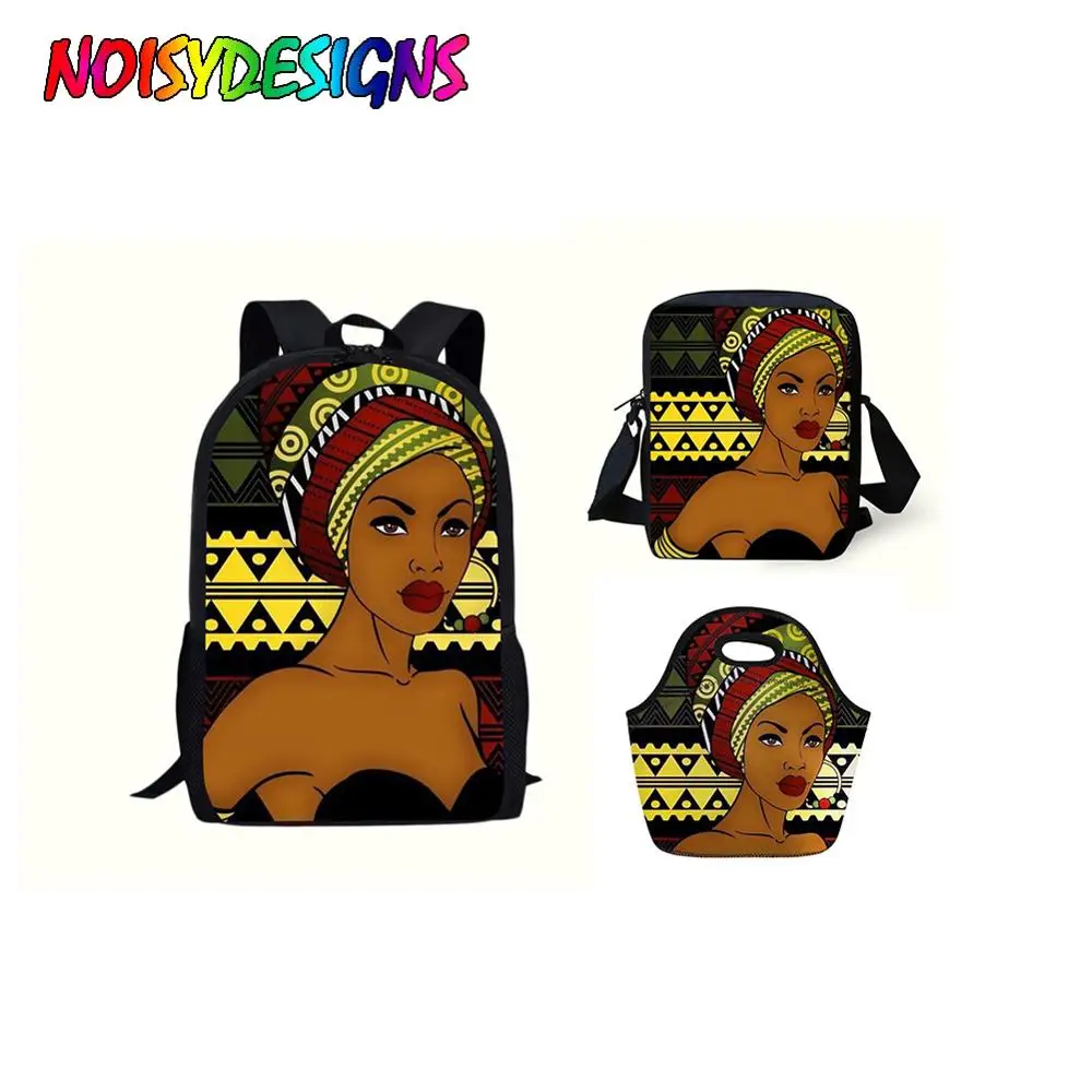 NOISYDESIGNS/детские школьные сумки для подростков черные художественные африканские