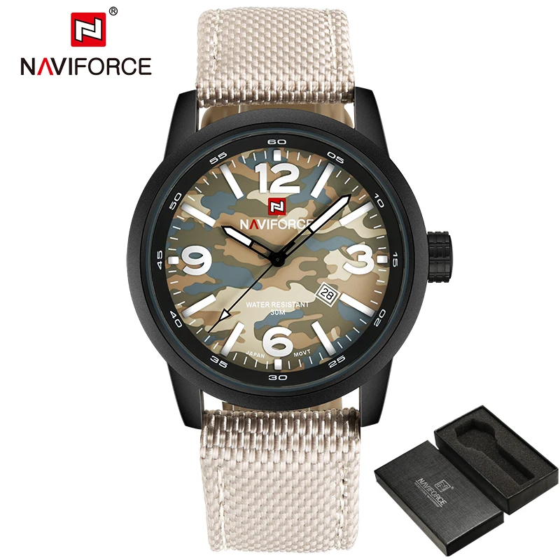 Новинка 2017 года NAVIFORCE Мужские кварцевые спортивные военные часы мужские
