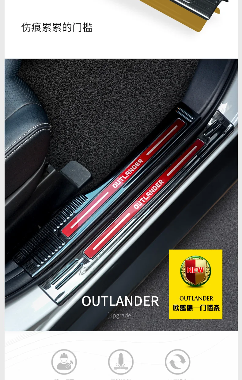 Для Mitsubishi Outlander 2013- Автомобильный задний бампер протектор Подоконник багажник рельефная пластина Обрезка пластина/дверной порог автомобильные аксессуары