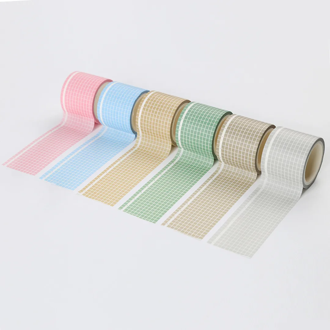 

35mm*5m Solid color Grid Washi Tape Japanese Paper DIY Planner Masking Tape Adhesive Tapes Stickers Decorative Stationery Tapes