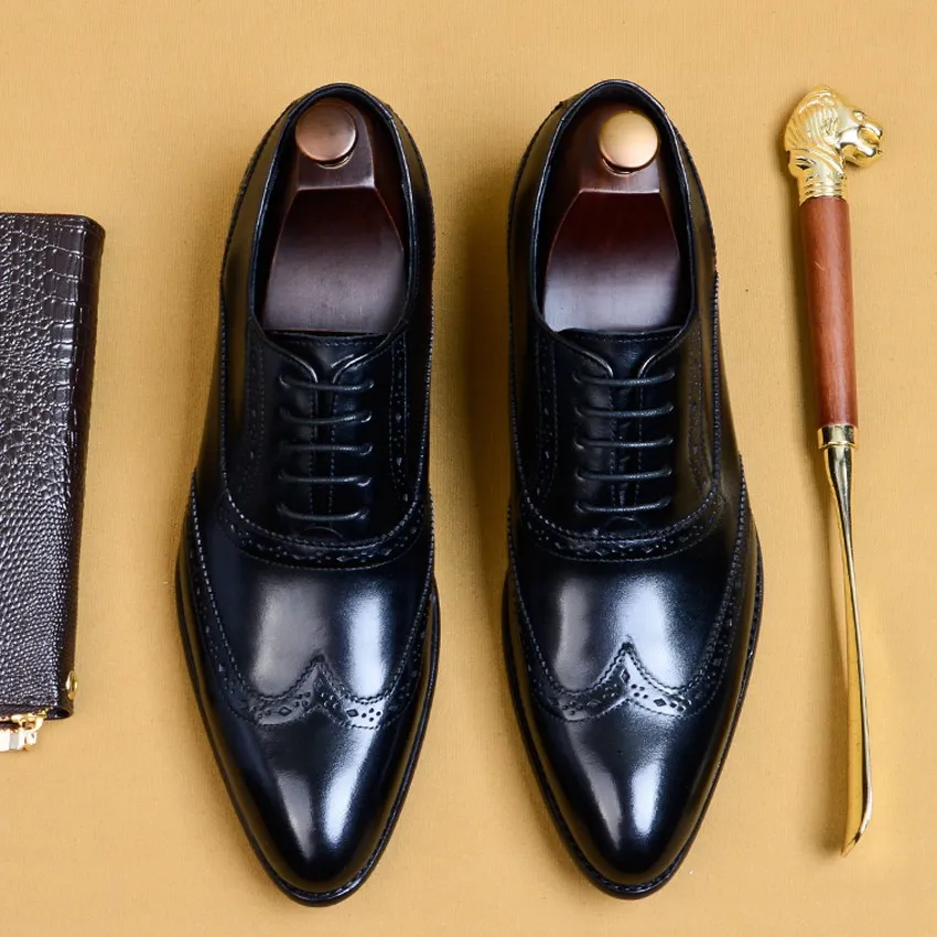 Мужские туфли-оксфорды из натуральной кожи с острым носком | Обувь