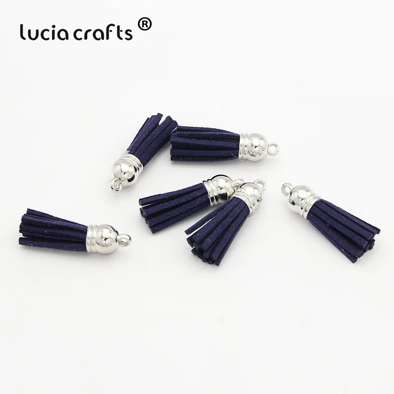 Color10 12pcs Lucia crafts 12 шт/24 шт замшевый брелок с кисточками на ремешке для мобильного телефона, ювелирные подвески, 4 см, Кожаные Кисточки с серебряными крышками I0103 - Цвет: Color10 12pcs